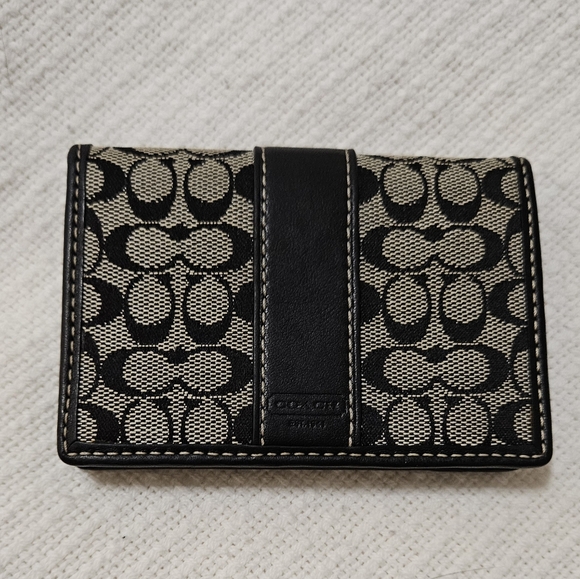 Coach Signature ID Card Wallet Black - Picture 1 of 7